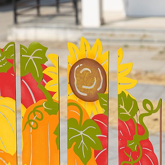 Glitzhome 42"H Fall Metal Pumpkin Patch Combo Thanksgiving Yard Art