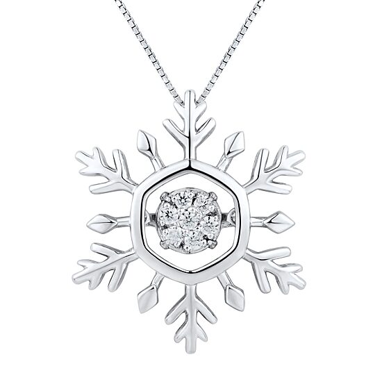 1/10 CT. T.W. Diamond Sterling Silver Snowflake Pendant Necklace