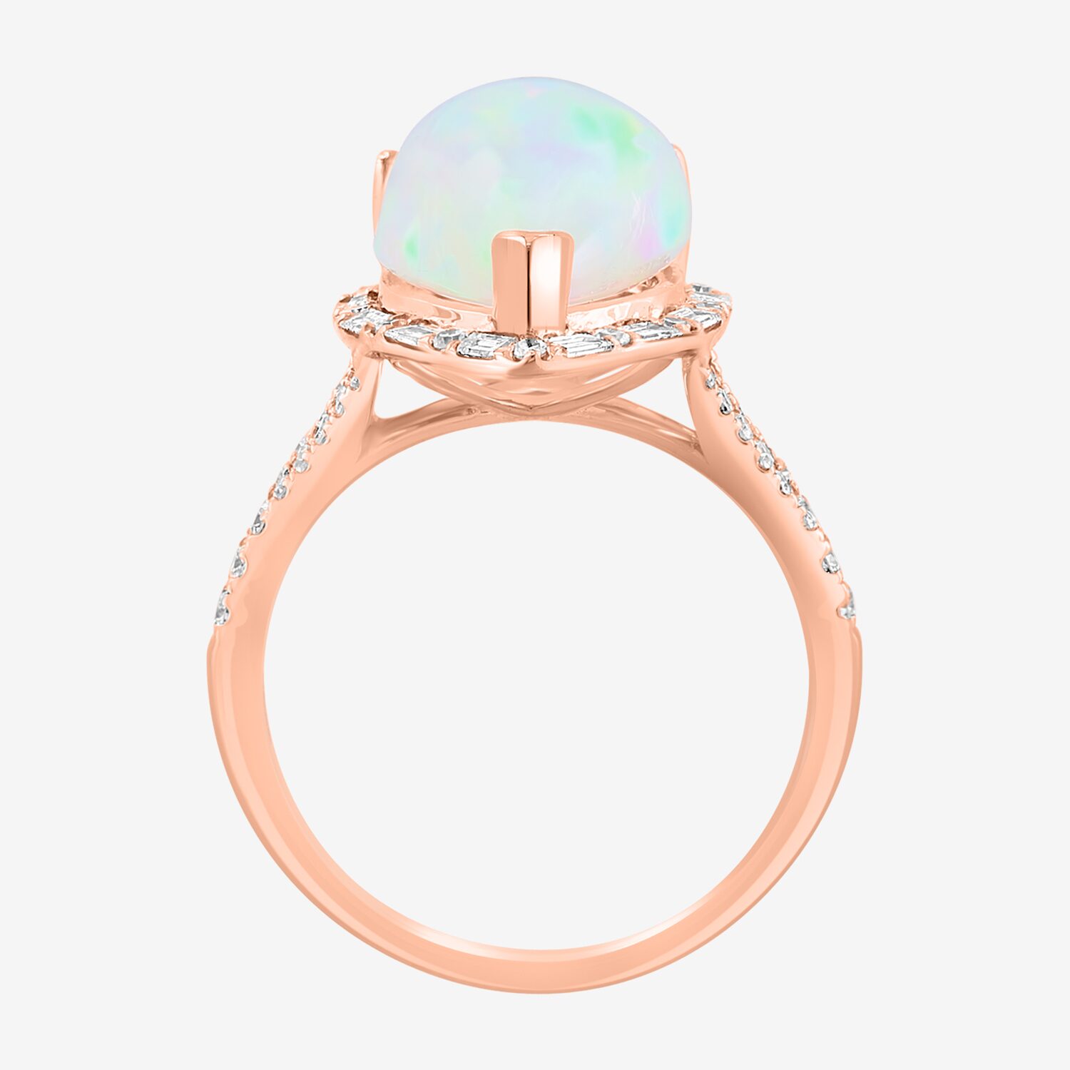 Effy Final Call Womens 3/8 CT. T.W. Diamond &  Genuine White Opal 14K Rose Gold Cocktail Ring