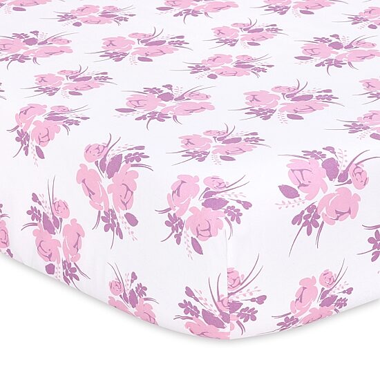 The Peanutshell Purple Floral 4-pc. Crib Sheet