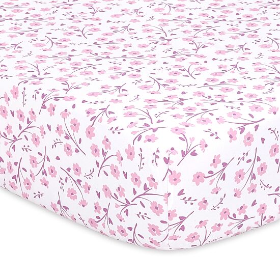 The Peanutshell Purple Floral 4-pc. Crib Sheet