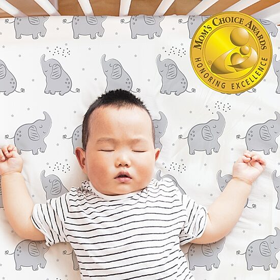 The Peanutshell Gray Elephant 4-pc. Crib Sheet