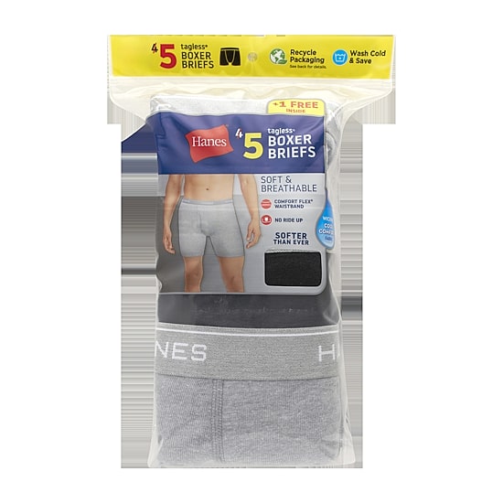 Hanes Fresh Iq Bonus Pack Mens 5 Pack Boxer Briefs J349b5