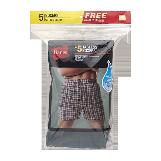 Hanes Fresh Iq Comfortflex\N Bonus Pack Mens 5 Pack Boxers J838t5