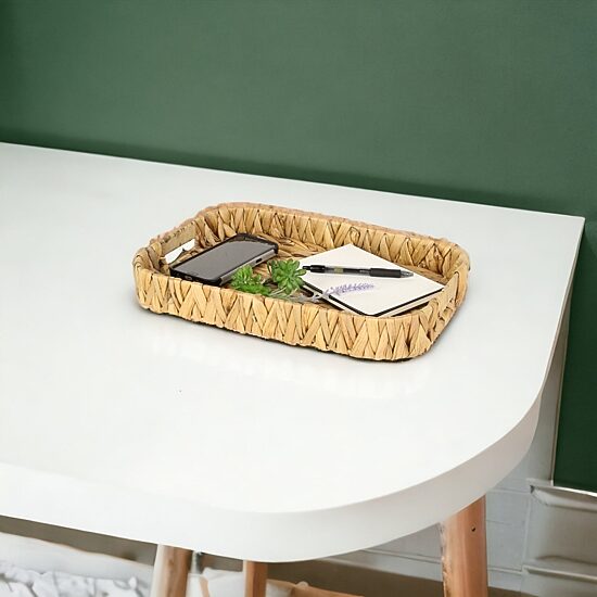 Water Hyacinth Woven Curved Basket Trays - Set of 3