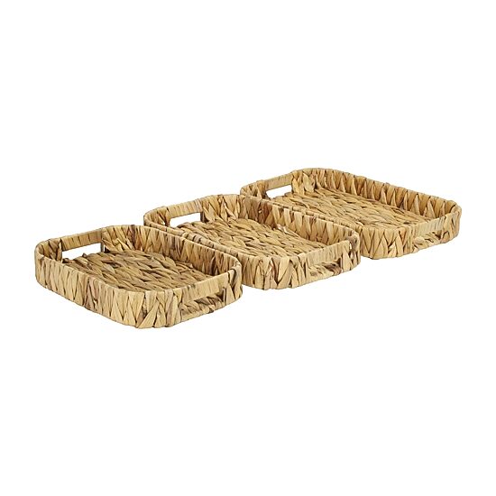 Water Hyacinth Woven Curved Basket Trays - Set of 3