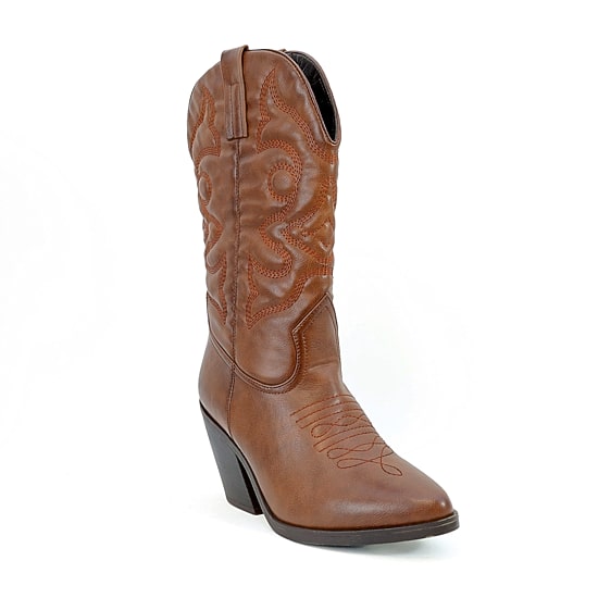 Yoki Womens Gilard Stacked Heel Cowboy Boots