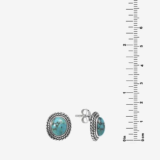 Enhanced Blue Turquoise Sterling Silver 14.2mm Stud Earrings