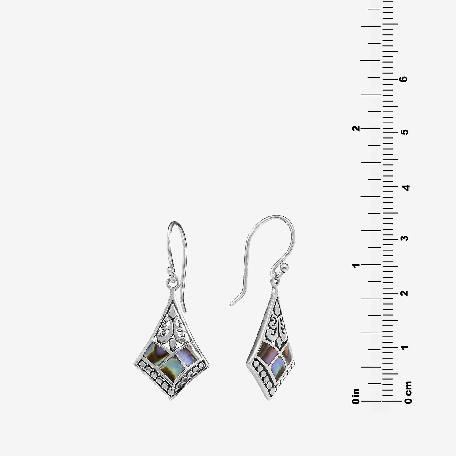 Womens Genuine Multi Color Abalone Sterling Silver Drop Earrings