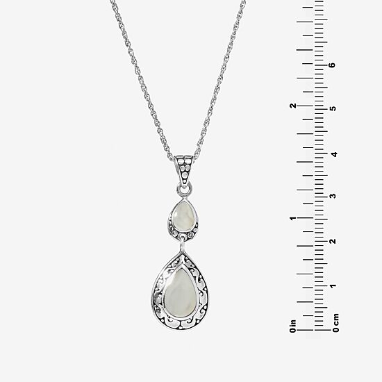 Womens Genuine White Mother Of Pearl Sterling Silver 18 Inch Pendant Necklace