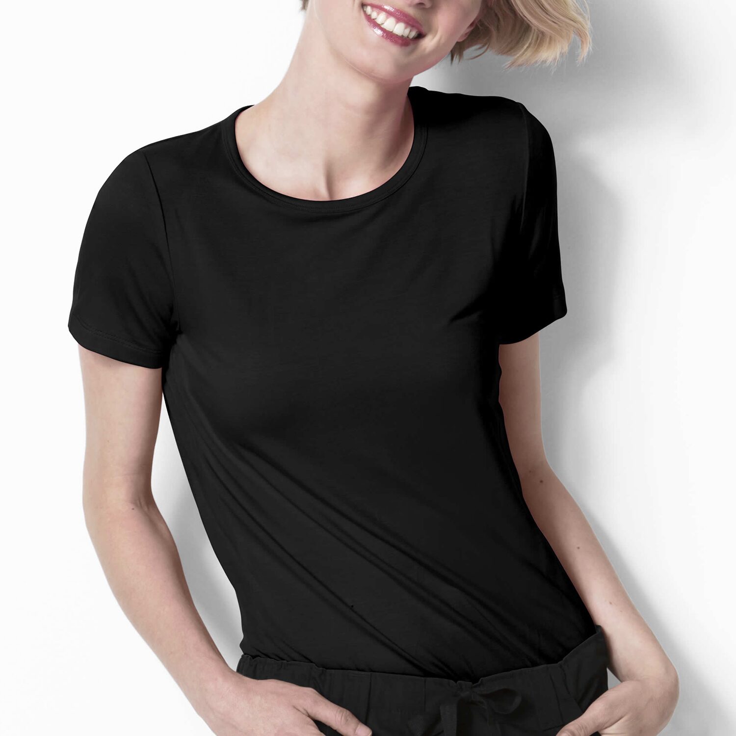 Wink® Knits And Layers Silky Knit Womens Plus Crew Neck Short Sleeve Tag Free Scrub Top