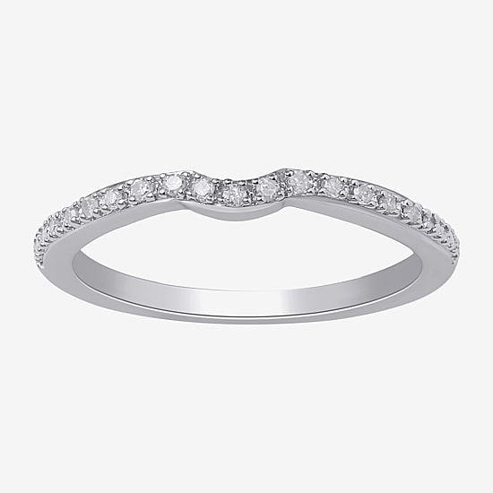 Surrounded by Love Womens 2MM Diamond Accent Natural White Diamond Sterling Silver Wedding Band