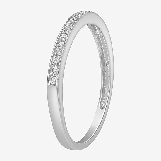 Surrounded by Love Womens 2MM Diamond Accent Natural White Diamond Sterling Silver Wedding Band