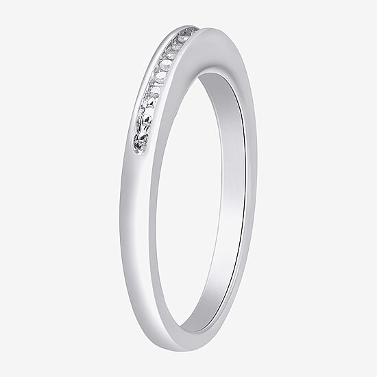 Womens 2.5MM Diamond Accent Natural White Diamond Sterling Silver Wedding Band
