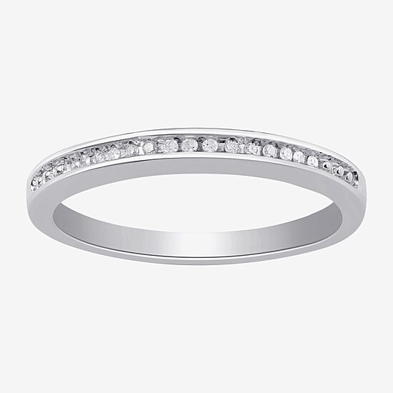 Surrounded by Love Womens 2.5MM Diamond Accent Natural White Diamond Sterling Silver Wedding Band