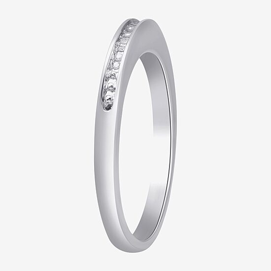 Surrounded by Love Womens 2.5MM Diamond Accent Natural White Diamond Sterling Silver Wedding Band