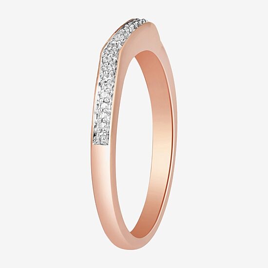 Surrounded by Love Womens 2MM Diamond Accent Natural White Diamond 14K Rose Gold Over Silver Sterling Silver Wedding Band