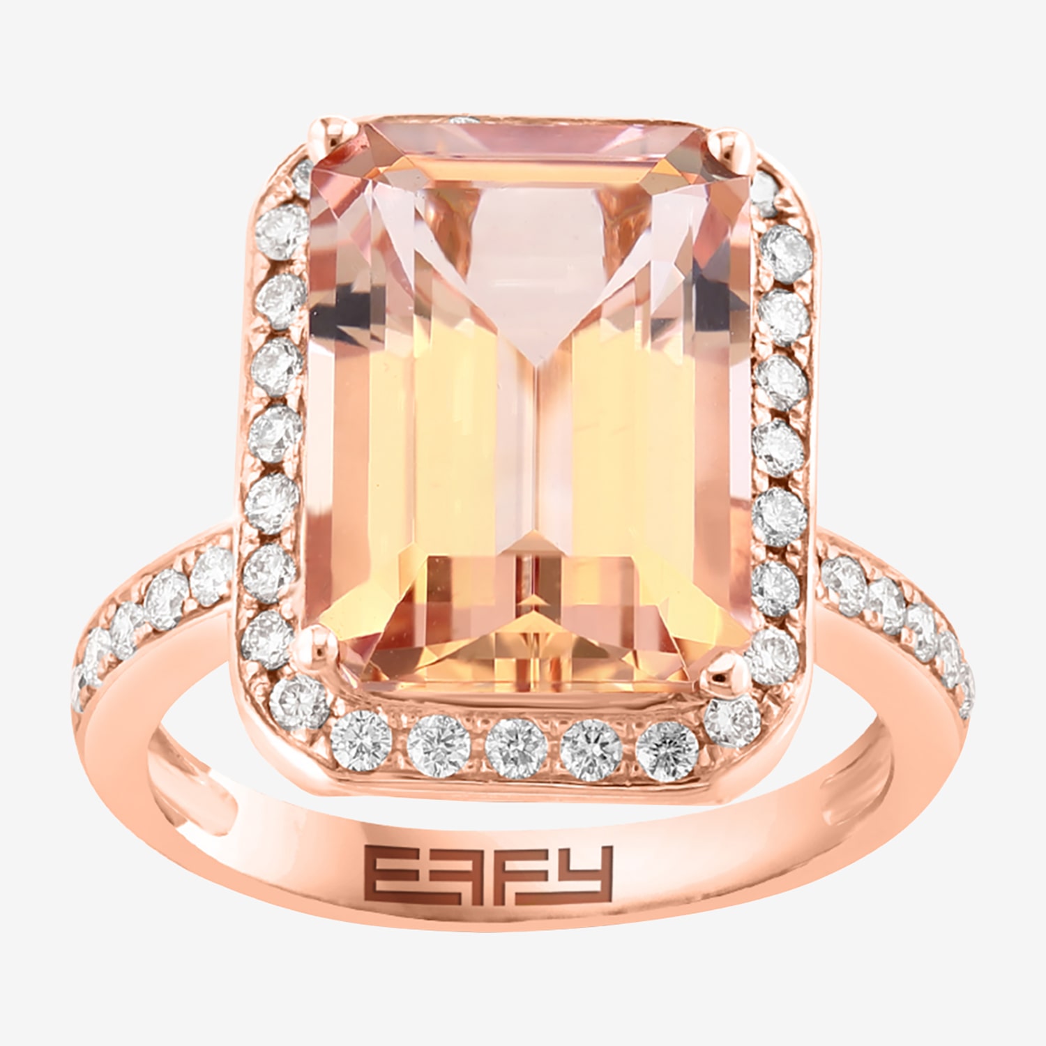 Effy Final Call  Womens 5/8 CT. T.W. Diamond & Genuine Pink Morganite 14K Rose Gold Cocktail Ring
