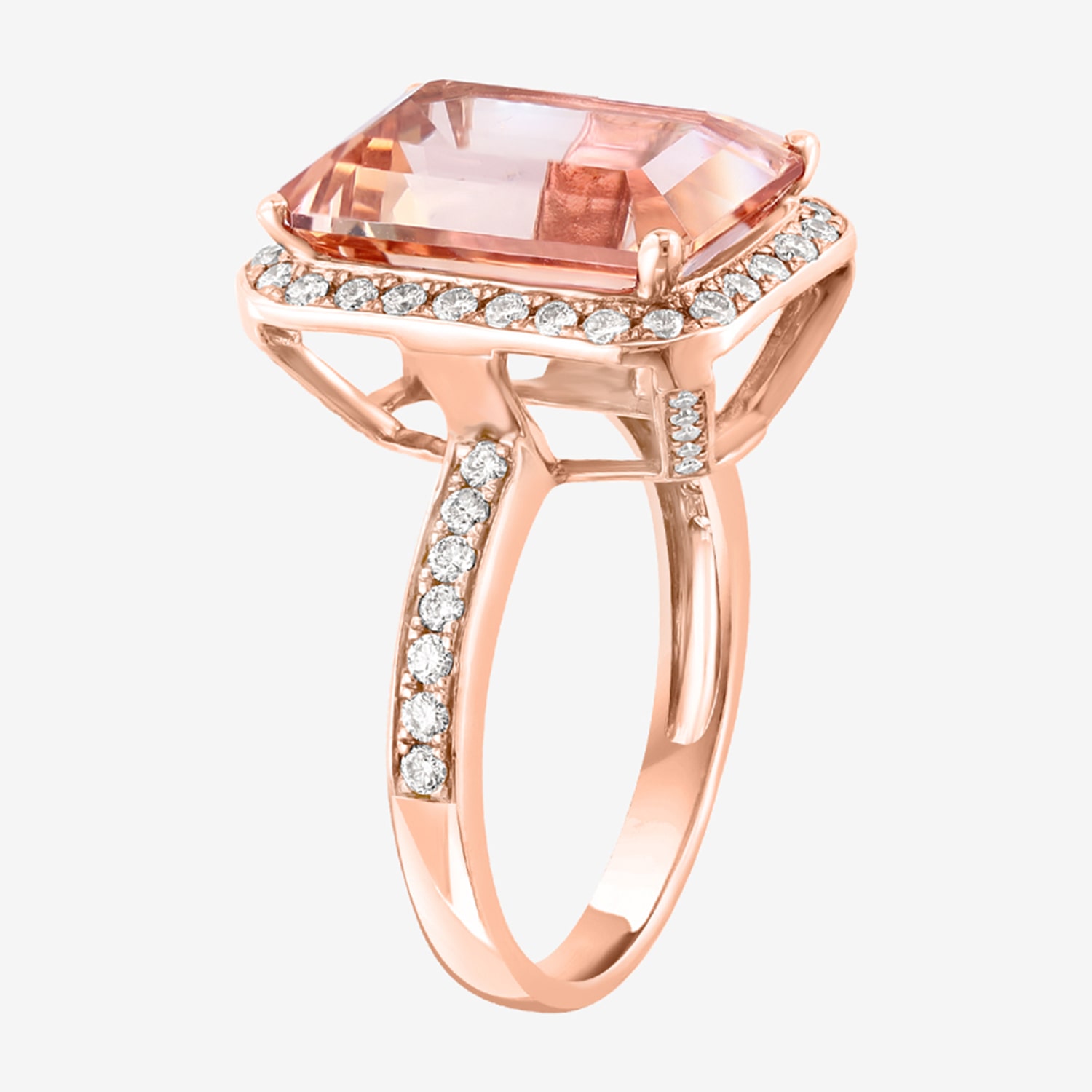 Effy Final Call  Womens 5/8 CT. T.W. Diamond & Genuine Pink Morganite 14K Rose Gold Cocktail Ring