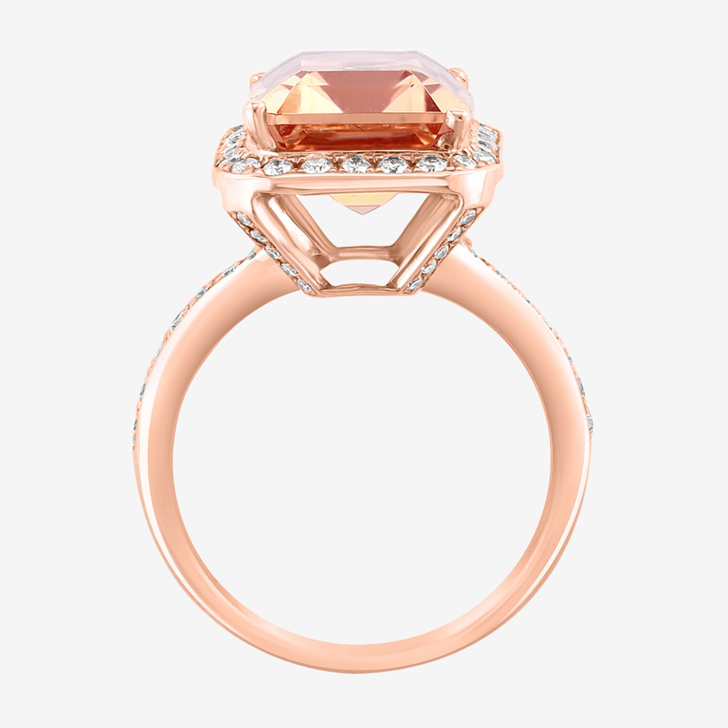 Effy Final Call  Womens 5/8 CT. T.W. Diamond & Genuine Pink Morganite 14K Rose Gold Cocktail Ring