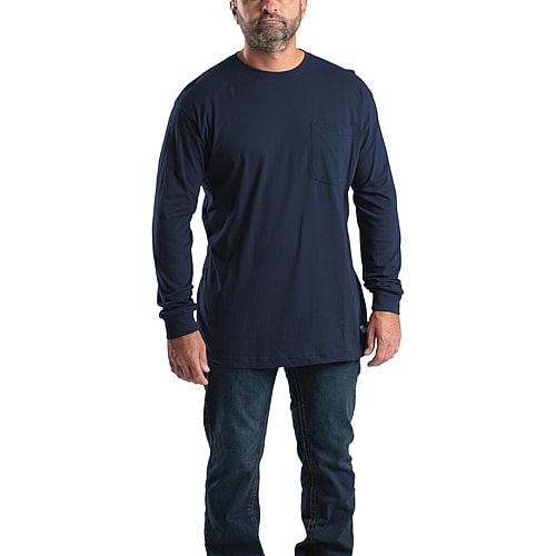 Berne Heavyweight Mens Crew Neck Long Sleeve T-Shirt, Small, Blue