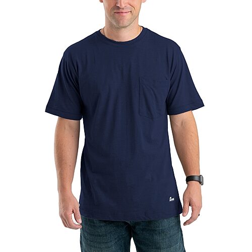 Berne Lightweight Performance Mens Crew Neck Short Sleeve Moisture Wicking Pocket T-Shirt, X-large, Blue