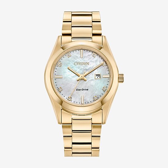 Citizen Sport Luxury Womens Gold Tone Stainless Steel Bracelet Watch Ew2702-59d