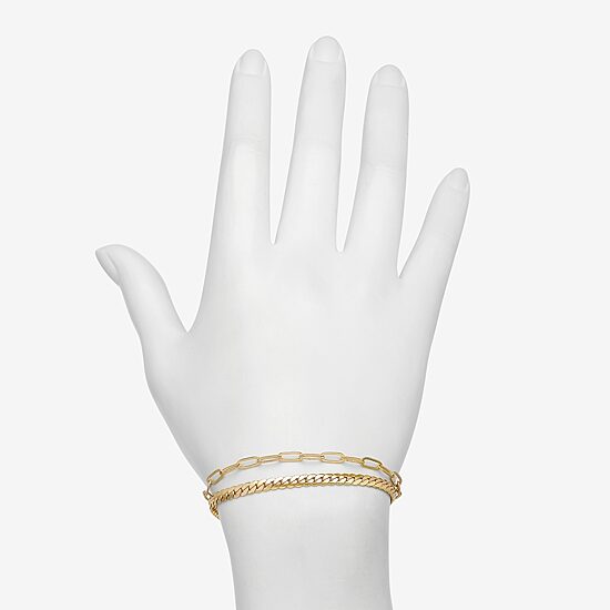 Bijoux Bar Delicates Gold Tone Womens Solid Link Round Chain Bracelet