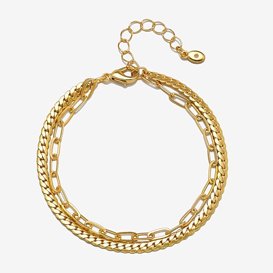 Bijoux Bar Delicates Gold Tone Womens Solid Link Round Chain Bracelet