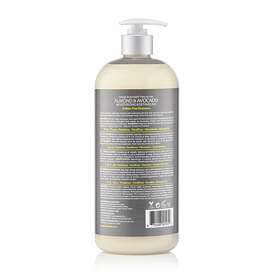Design Essentials Almond & Avocado Moisturizing & Detangling Sulfate-Free Shampoo 34 oz.