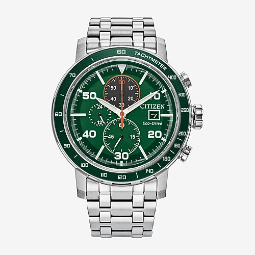 Drive from Citizen Weekender Mens Chronograph Silver Tone Stainless Steel Bracelet Watch Ca0851-56x, One Size