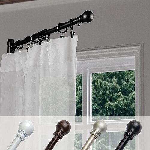 Rod Desyne Swing 5/8 IN Adjustable Curtain Rod, One Size, Black
