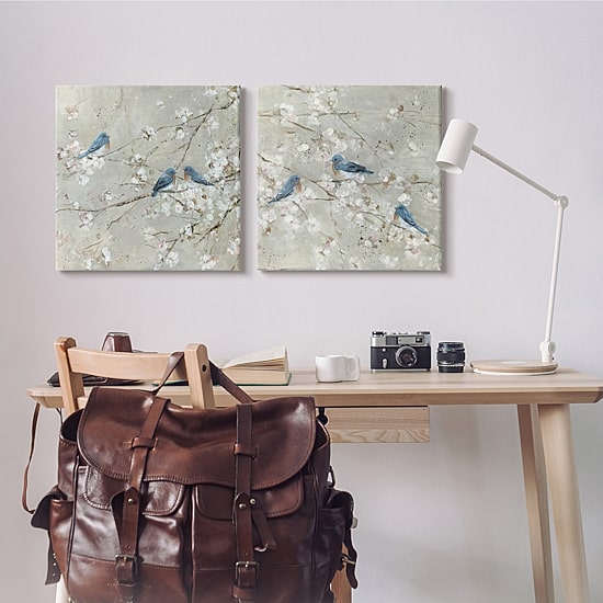 Stupell Industries Blue Birds Perched Tree Blossoms 2-pc. Wall Art Set