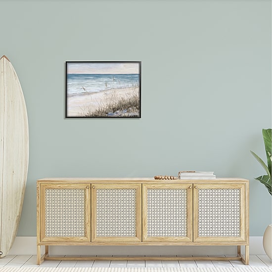Stupell Industries Traditional Beach Coast Line Framed Print