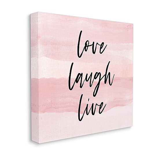 Stupell Industries Pink Love Laugh Live Phrase Canvas Art