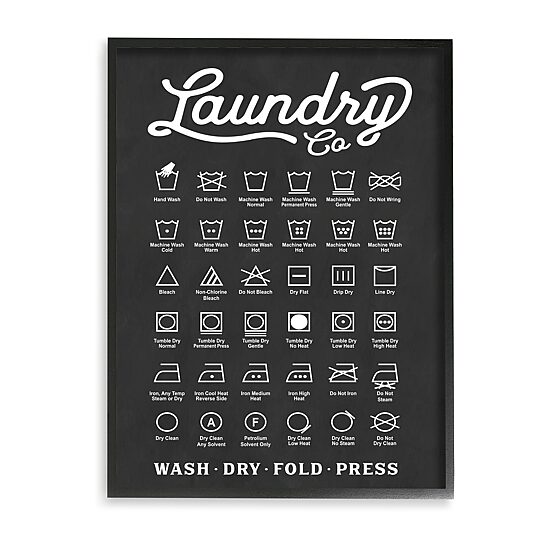 Stupell Industries Laundry Business Symbols Chart Framed Print