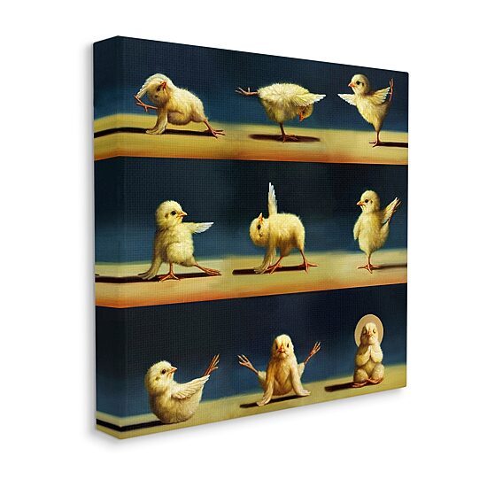 Stupell Industries Yoga Chicks Stretching Farm Animals Canvas Art