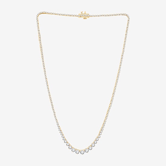 (H-I / I1) Womens 6 CT. T.W. Lab Grown White Diamond 10K or 14K White or Yellow Gold Tennis Necklaces