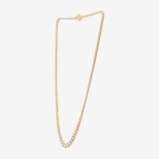 (H-I / I1) Womens 6 CT. T.W. Lab Grown White Diamond 10K or 14K White or Yellow Gold Tennis Necklaces