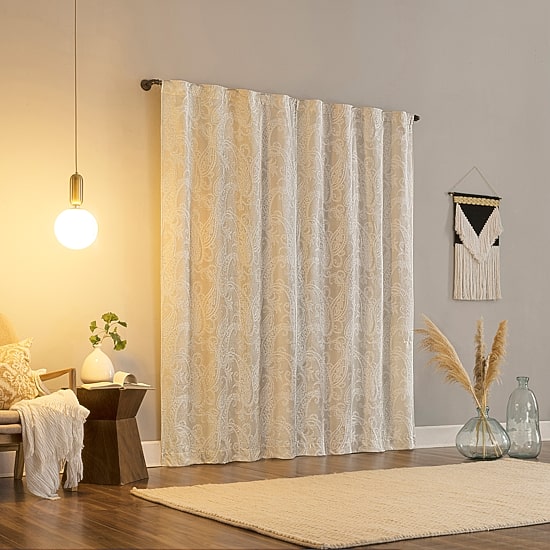 Sun Zero Pedra Rod Pocket Back Tab 100% Blackout Single Curtain Panel
