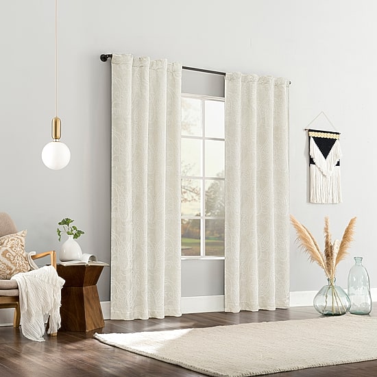 Sun Zero Pedra Rod Pocket Back Tab 100% Blackout Single Curtain Panel