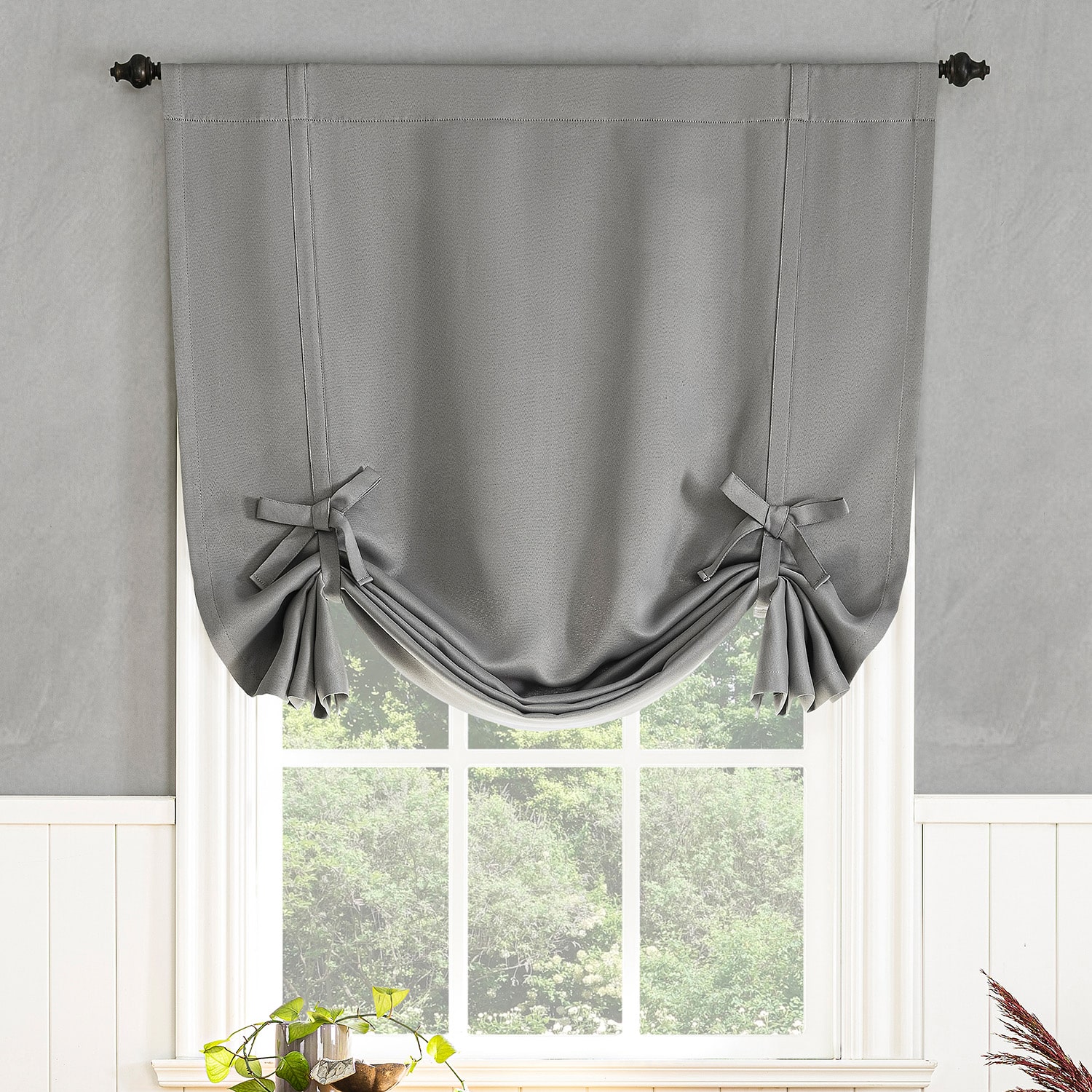 Sun Zero Evantieup Blackout Rod Pocket Single Tie-Up Shade