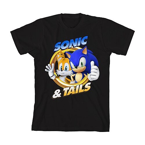 Girls Crew Neck Short Sleeve Relaxed Fit Sonic the Hedgehog Graphic T-Shirt, Large, Black