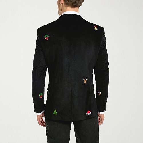 Opposuits Christmas Embroidered Mens Slim Fit Blazer, 52 Regular, Black