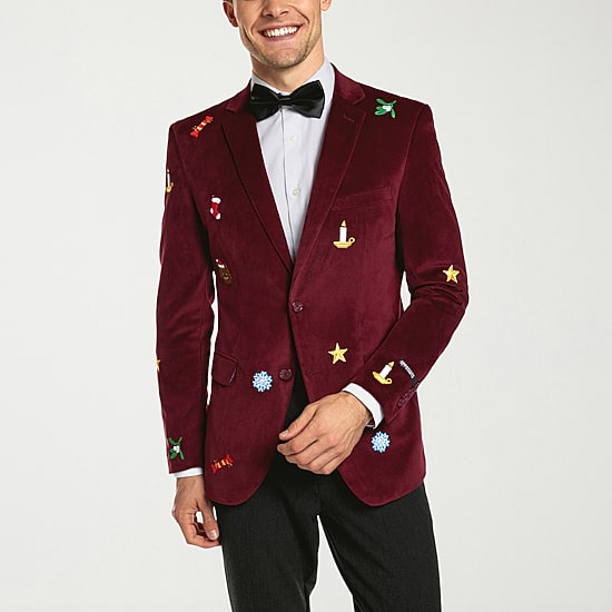 Opposuits Christmas Embroidered Mens Slim Fit Blazer