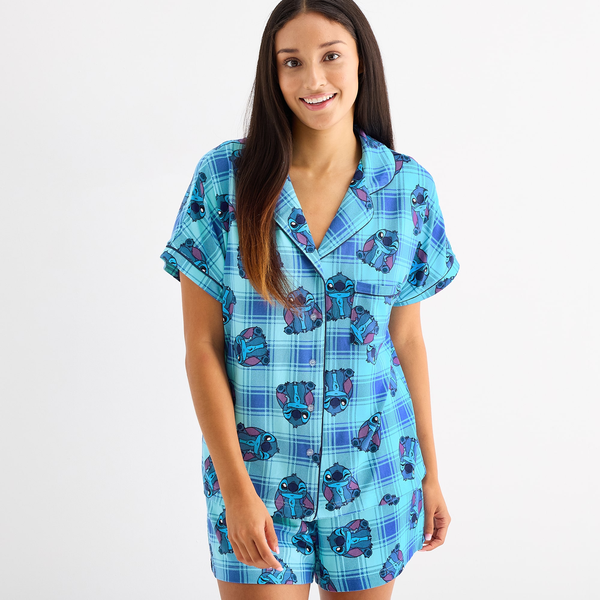 Disney Mjc Womens Lilo & Stitch Short Sleeve 2-pc. Pajama Set