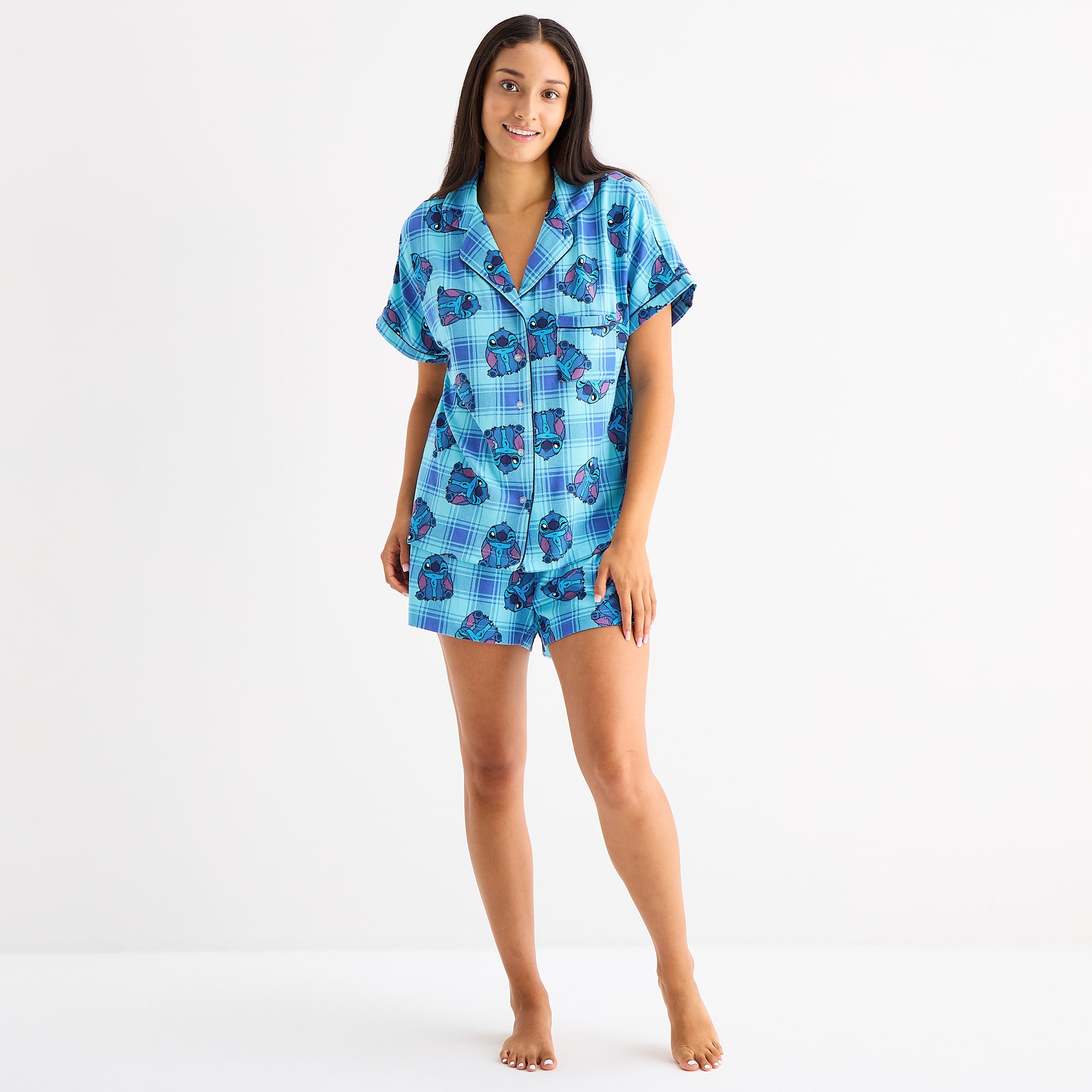 Disney Mjc Womens Lilo & Stitch Short Sleeve 2-pc. Pajama Set
