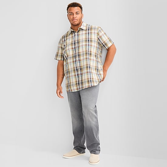 mutual weave Mens Short Sleeve Classic Fit Big and Tall Button-Down Shirt