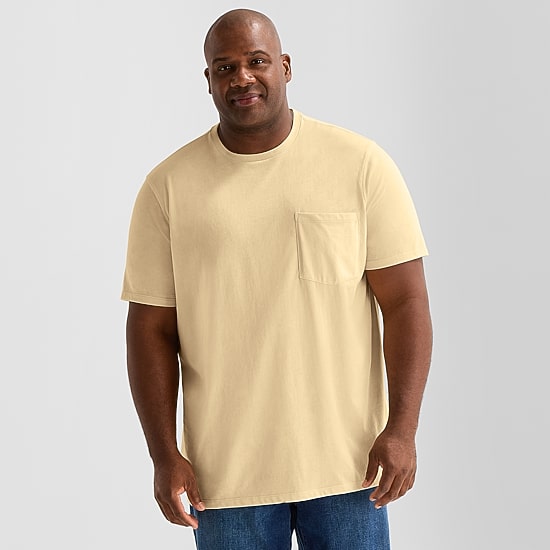 St. John's Bay Super Soft Pocket Mens Crew Neck Short Sleeve Quick Dry Stretch Fabric Big and Tall T-Shirt