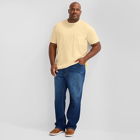 St. John's Bay Super Soft Pocket Mens Crew Neck Short Sleeve Quick Dry Stretch Fabric Big and Tall T-Shirt